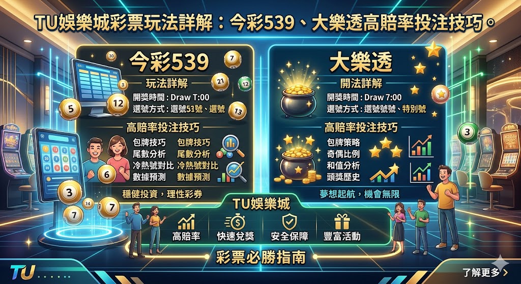 TU娛樂城彩票玩法詳解：今彩539、大樂透高賠率投注技巧。